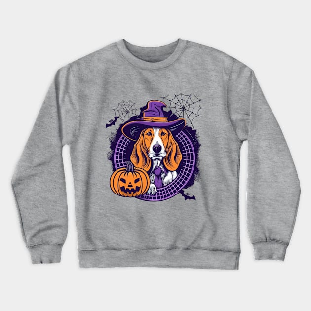 Basset Hound Pumpkin Crewneck Sweatshirt by BukovskyART